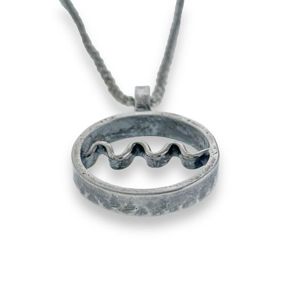 Circle Open Space Wave Pendant ONLY | Sterling Silver 925 - Picture 3 of 4